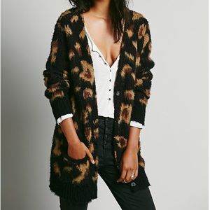 Free People Leopard Cardigan